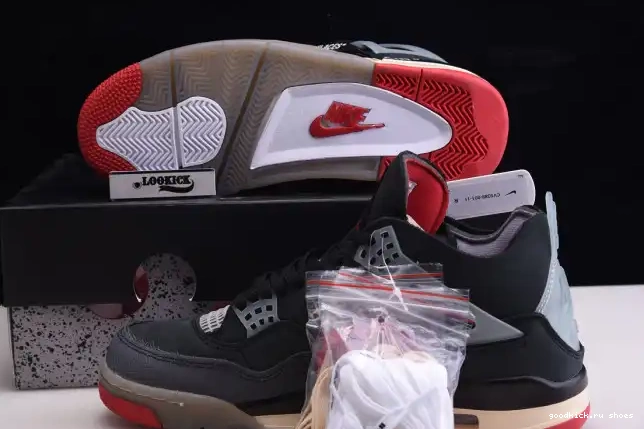 Cheap White Off Jordan 4 x Bred Air CV9388-001 Retro 0327